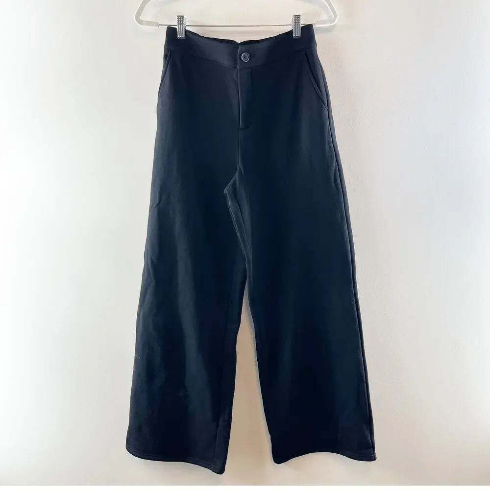 Alo High-Waist Sweatpant Trouser Wide Leg Pants Black Small